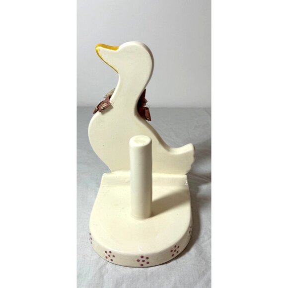 Ceramic Goose Paper Towel Holder With Lace & Bow Accents vintage - Picture 4 of 4